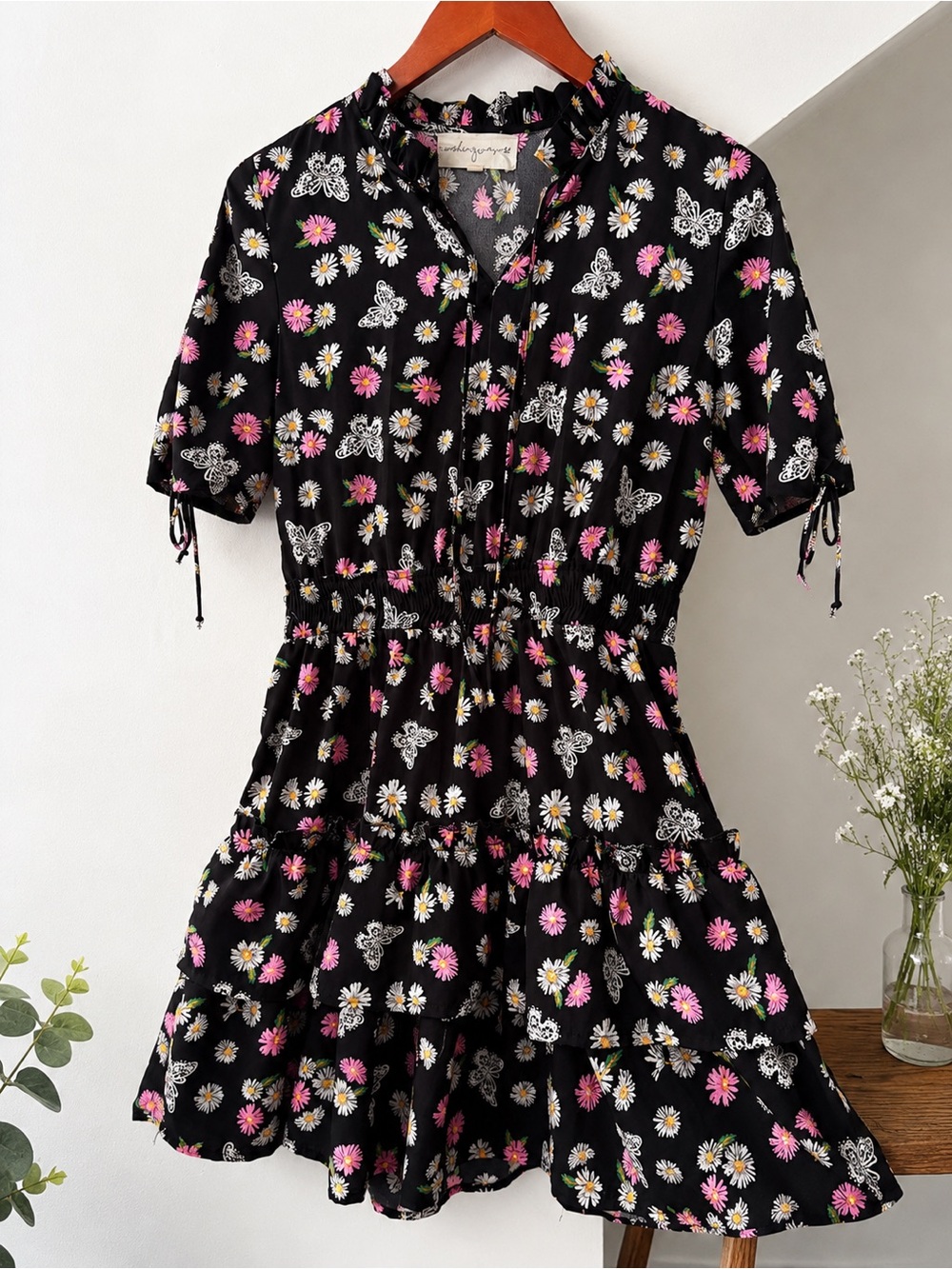 Wishingwaves Floral Butterfly Ruffle Dress Size M